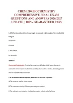 Chem 210 Biochemistry&NewLine;Comprehensive Final Exam&NewLine;Questions And Answers 2026&sol;2027&NewLine;Update &vert;&vert; 100&percnt; Guaranteed Pass