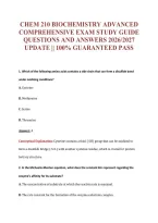 Chem 210 Biochemistry Advanced&NewLine;Comprehensive Exam Study Guide&NewLine;Questions And Answers 2026&sol;2027&NewLine;Update &vert;&vert; 100&percnt; Guaranteed Pass