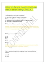 CHEM 103 General Chemistry I with Lab Module 2 Exam Portage 2026&sol;2027