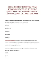 Chem 210 Biochemistry Final&NewLine;Exam Advanced Study Guide&NewLine;Questions And Answers 2026&sol;2027&NewLine;Update &vert;&vert; 100&percnt; Guaranteed Pass