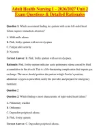 Adult Health Nursing I &ndash; 2026-2027 Unit 2 Exam Questions & Detailed Rationales