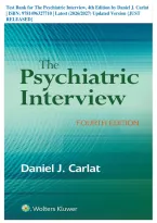 Test Bank for The Psychiatric Interview&comma; 4th Edition by Daniel J&period; Carlat &vert; ISBN&colon; 9781496327710 &vert; Latest &lpar;2026&sol;2027&rpar; Updated Version &lbrace;JUST RELEASED&rcub;