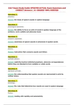 CALT Exam Study Guide UPDATED ACTUAL Exam Questions and&NewLine;CORRECT Answers &vert; A&plus; GRADED 100&percnt; VERIFIED
