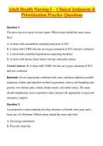 Adult Health Nursing I &ndash; Clinical Judgment & Prioritization Practice Questions
