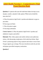 Adult Health Nursing I &ndash; Comprehensive Final Exam Question Bank