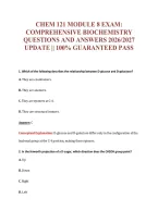 Chem 121 Module 8 Exam&colon;&NewLine;Comprehensive Biochemistry&NewLine;Questions And Answers 2026&sol;2027&NewLine;Update &vert;&vert; 100&percnt; Guaranteed Pass