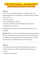 Adult Health Nursing I &ndash; Gastrointestinal & Musculoskeletal Disorders Questions