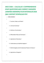 Wgu C958 &mdash; Calculus I-Comprehensive &NewLine;Exam Questions And Correct Answers &NewLine;&lpar;Verified Answers&rpar; Plus Rationales 2026 &NewLine;Q&A &vert; Instant Download Pdf&period;