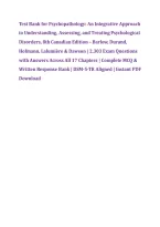 Test Bank for Psychopathology&colon; An Integrative Approach to &NewLine;Understanding&comma; Assessing&comma; and Treating Psychological &NewLine;Disorders&comma; 8th Canadian Edition &ndash; Barlow&comma; Durand&comma; Hofmann&comma; &NewLine;Lalumi&egrave;re & Dawson &vert; 2&comma;303 Exam Questions with Answers &NewLine;Across All 17 Chapters