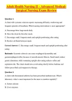 Adult Health Nursing II &ndash; Advanced Medical-Surgical Nursing Exam Review
