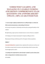 Yoder-Wise&rsquo;s Leading And&NewLine;Managing In Canadian Nursing&NewLine;6Th Edition Comprehensive Exam&NewLine;Questions And Answers 2026&sol;2027&NewLine;Update &vert;&vert; 100&percnt; Guaranteed Pass