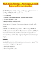 Adult Health Nursing I &ndash; Neurological&comma; Renal & Endocrine Disorders Questions