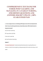 Comprehensive Test Bank For&NewLine;Yoder-Wise&rsquo;s Leading And&NewLine;Managing In Canadian Nursing&comma;&NewLine;4Th Edition Questions And&NewLine;Answers 2026&sol;2027 Update &vert;&vert; 100&percnt;&NewLine;Guaranteed Pass