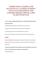 Yoder-Wise&rsquo;s Leading And&NewLine;Managing In Canadian Nursing&NewLine;Final Exam Questions And&NewLine;Answers 2026&sol;2027 Update &vert;&vert; 100&percnt;&NewLine;Guaranteed Pass