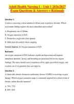 Adult Health Nursing I &ndash; Unit 1 2026-2027 Exam Questions & Answers &plus; Rationale