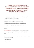 Yoder-Wise&rsquo;s Leading And&NewLine;Managing In Canadian Nursing&NewLine;Comprehensive Exam Questions&NewLine;And Answers 2026&sol;2027 Update &vert;&vert;&NewLine;100&percnt; Guaranteed Pass