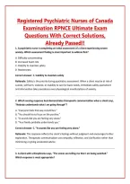 Registered Psychiatric Nurses of Canada Examination RPNCE Ultimate Exam Questions With Correct Solutions&comma; Already Passed&excl;&excl;