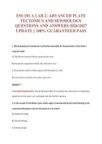 Ess 101 A Lab 2&colon; Advanced Plate&NewLine;Tectonics And Seismology&NewLine;Questions And Answers 2026&sol;2027&NewLine;Update &vert;&vert; 100&percnt; Guaranteed Pass