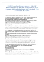 CQM-C Exam Questions and Answers &ndash; 2026&sol;2027 Edition Actual Exam 2026&sol;2027 &vert; Complete Exam-Style Questions with Detailed Rationales &vert; 100&percnt; Verified &ndash; Pass Guaranteed &ndash; A&plus; Graded