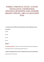 Inside Lvmh Final Exam - Luxury&NewLine;Excellence And Business&NewLine;Strategy Questions And Answers&NewLine;2026&sol;2027 Update &vert;&vert; 100&percnt; Guaranteed&NewLine;Pass