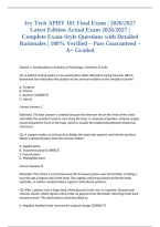  Ivy Tech APHY 101 Final Exam &vert; 2026&sol;2027 Latest Edition Actual Exam 2026&sol;2027 &vert; Complete Exam-Style Questions with Detailed Rationales &vert; 100&percnt; Verified &ndash; Pass Guaranteed &ndash; A&plus; Graded