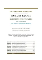 NUR 254 Exam 1 2026&sol;2027 &vert; Galen College of Nursing &vert; Verified Q&A &vert; Grade A&NewLine;&NewLine;