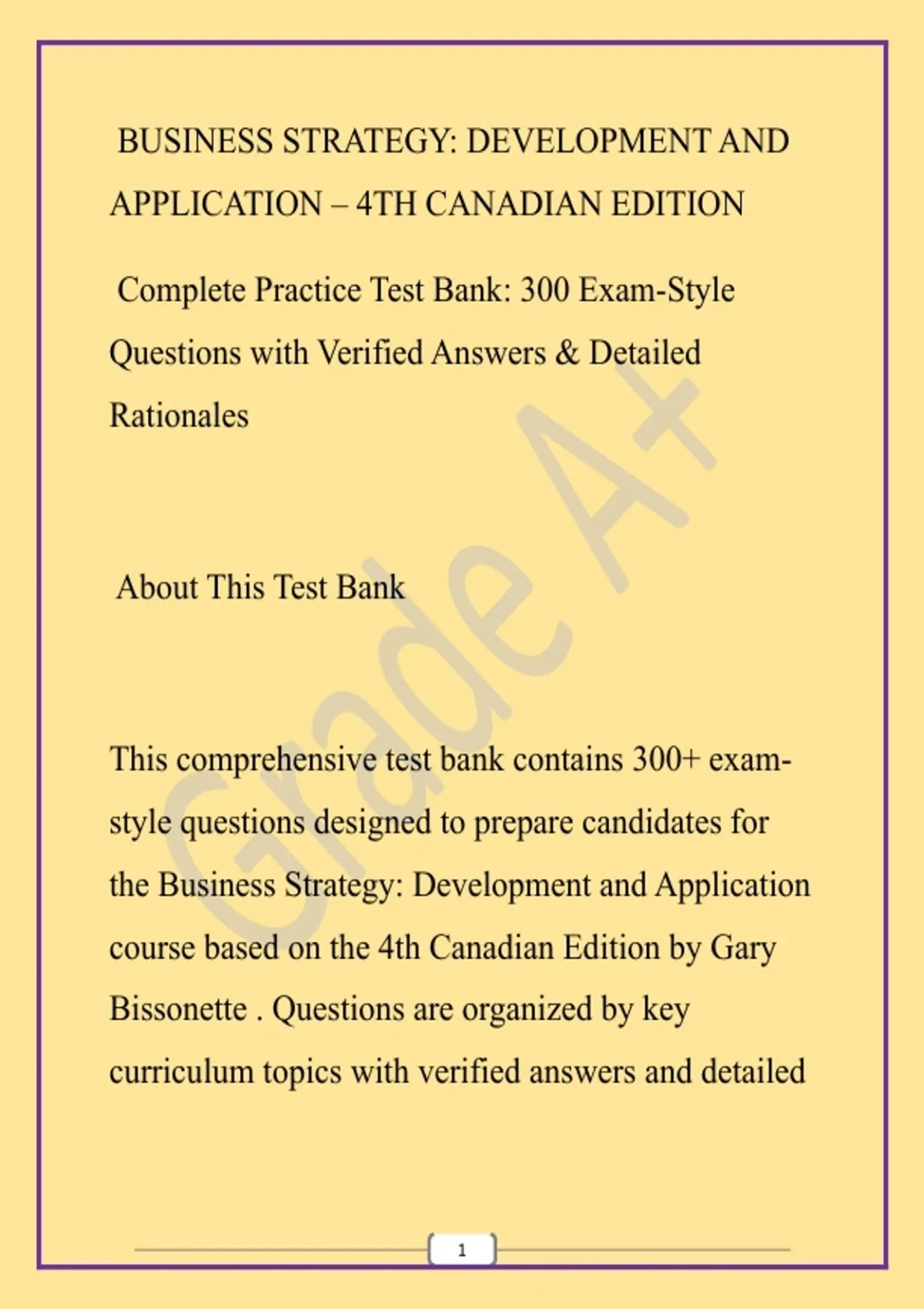Business Strategy Development And Application – 4Th Canadian Edition ...