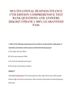 Multinational Business Finance&NewLine;17Th Edition Comprehensive Test&NewLine;Bank Questions And Answers&NewLine;2026&sol;2027 Update &vert;&vert; 100&percnt; Guaranteed&NewLine;Pass