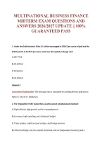 Multinational Business Finance&NewLine;Midterm Exam Questions And&NewLine;Answers 2026&sol;2027 Update &vert;&vert; 100&percnt;&NewLine;Guaranteed Pass