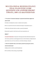 Multinational Business Finance&NewLine;Final Exam Study Guide&NewLine;Questions And Answers 2026&sol;2027&NewLine;Update &vert;&vert; 100&percnt; Guaranteed Pass