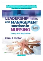 Complete Test Bank for Leadership Roles and Management Functions in Nursing&comma; 11th&NewLine;Edition &vert;ISBN 978-1975193065&NewLine; &vert;by Marquis & Huston &ndash; &vert;All Chapters 25 Covered &vert;With Questions And&NewLine;Verified Solutions With Detailed Rationales And Case Study&period;Guaranteed Pa