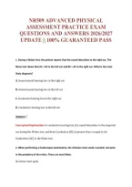 Nr509 Advanced Physical&NewLine;Assessment Practice Exam&NewLine;Questions And Answers 2026&sol;2027&NewLine;Update &vert;&vert; 100&percnt; Guaranteed Pass