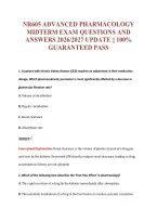 Nr605 Advanced Pharmacology&NewLine;Midterm Exam Questions And&NewLine;Answers 2026&sol;2027 Update &vert;&vert; 100&percnt;&NewLine;Guaranteed Pass
