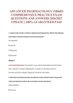 Advanced Pharmacology &lpar;Nr605&rpar;&NewLine;Comprehensive Practice Exam&NewLine;Questions And Answers 2026&sol;2027&NewLine;Update &vert;&vert; 100&percnt; Guaranteed Pass
