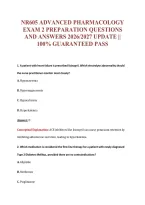 Nr605 Advanced Pharmacology&NewLine;Exam 2 Preparation Questions&NewLine;And Answers 2026&sol;2027 Update &vert;&vert;&NewLine;100&percnt; Guaranteed Pass