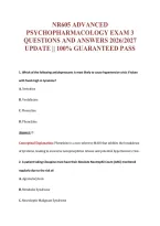 Nr605 Advanced&NewLine;Psychopharmacology Exam 3&NewLine;Questions And Answers 2026&sol;2027&NewLine;Update &vert;&vert; 100&percnt; Guaranteed Pass