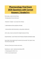 Pharmacology Final Exam&NewLine;2026 Questions with Correct&NewLine;Answers &vert; Graded A&plus;