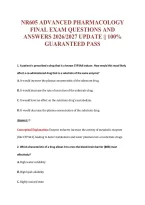 Nr605 Advanced Pharmacology&NewLine;Final Exam Questions And&NewLine;Answers 2026&sol;2027 Update &vert;&vert; 100&percnt;&NewLine;Guaranteed Pass