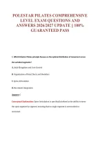 Polestar Pilates Comprehensive&NewLine;Level Exam Questions And&NewLine;Answers 2026&sol;2027 Update &vert;&vert; 100&percnt;&NewLine;Guaranteed Pass