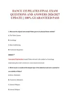 Dance 135 Pilates Final Exam&NewLine;Questions And Answers 2026&sol;2027&NewLine;Update &vert;&vert; 100&percnt; Guaranteed Pass