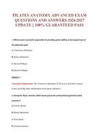 Pilates Anatomy Advanced Exam&NewLine;Questions And Answers 2026&sol;2027&NewLine;Update &vert;&vert; 100&percnt; Guaranteed Pass