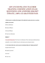 Advanced Pilates Teacher&NewLine;Training Certification Exam&NewLine;Questions And Answers 2026&sol;2027&NewLine;Update &vert;&vert; 100&percnt; Guaranteed Pass