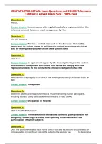 CCRP UPDATED ACTUAL Exam Questions and CORRECT Answers&NewLine;&lpar; Edition&rpar; &vert; Solved Exam Pack &vert; 100&percnt; Pass