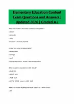 Elementary Education Content&NewLine;Exam Questions and Answers &vert;&NewLine;Updated 2026 &vert; Graded A&plus;