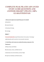 Complete Peak Pilates Advanced&NewLine;Study Guide Questions And&NewLine;Answers 2026&sol;2027 Update &vert;&vert; 100&percnt;&NewLine;Guaranteed Pass