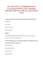 Pilates Final Comprehensive&NewLine;Exam Questions And Answers&NewLine;2026&sol;2027 Update &vert;&vert; 100&percnt; Guaranteed&NewLine;Pass