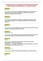 Certification Course for Playground Safety Inspectors Study&NewLine;Guide Complete Verified Answers &vert; Practice Test 2027