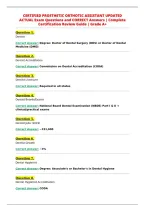 CERTIFIED PROSTHETIC ORTHOTIC ASSISTANT UPDATED&NewLine;ACTUAL Exam Questions and CORRECT Answers &vert; Complete&NewLine;Certification Review Guide &vert; Grade A&plus;