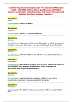 Certified Psychiatric Rehabilitation Practitioner &lpar;CPRP&rpar; Study&NewLine;Guide &vert; UPDATED ACTUAL Exam Questions and CORRECT&NewLine;Answers &vert; Authentic Exam Questions and Expert Answers with&NewLine;Detailed Solutions &lpar;Already Passed A&plus;&rpar;