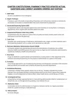 Chapter 9 Institutional Pharmacy Practice Updated Actual&NewLine;Questions And Correct Answers Verified 2027 Edition